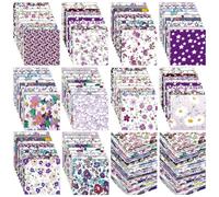 Kinlop 600 Pcs 5" x 5" Cotton Fabric Squares DIY Precut Charm Packs for Quilting 5 Inch Quilting Fabric Panels for Quilting Sewing Patchwork Scrapbooking Cloth (Purple)