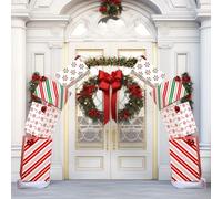 Kinlop 8 Pcs Stackable Christmas Gift Box Decorations, Large Decorative Christmas Stacking Gift Boxes Porch Arch Decor for Xmas Holiday Lawn Yard Garden Home Indoor Outdoor (Candy)