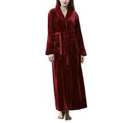 Kinloy Ladies Fluffy Fleece Soft & Cosy Dressing Gown Comfy Long Housecoats Terry Towelling Robe Lightweight Shaggy Luxury Full Length Bathrobe Nightwear