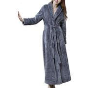 Kinloy Ladies Luxury Full Length Dressing Gowns Winter Plus Size Soft Comfy V Neck Terry Bathrobe Grey M 8-10 UK