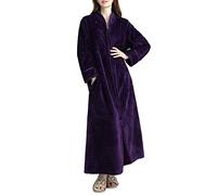 Kinloy Ladies Plus Size Lightweight Dressing Gown Fleece Zipper Luxury Winter Flannel Maternity Bathrobe Purple M 8-10 UK