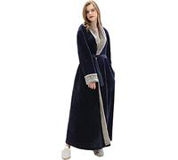 Kinloy Ladies Thick Dressing Gown Long Spa Bathrobe Shaggy Plus Size Lightweight Winter Warm Loungewear Nightwear Bath Wrap Navy L 10-14 UK