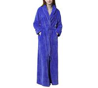 Kinloy Women Long Cosy Dressing Gown Highly Absorbent Warm Shaggy Soft Personalised Towelling Robe Bath Wrap Blue M 8-10 UK