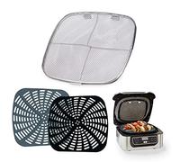 KINLYBO Replacement Stainless Steel Splatter Shield and Reusable Silicone Liner Set for Ninja Foodi AG301, Fine Mesh Splatter Screen Accessories for Ninja Foodi Indoor Grill