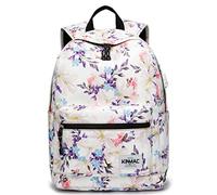 Kinmac Chinese Flowering Crabapple Pattern 15 inch Waterproof Laptop Travel Outdoor Backpack With USB Charging Port For 13 inch 14 inch and 15.6 inch Laptop