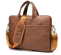 Kinmac Coffee Pu 360° Protective Water-Resistant Canvas Laptop shoulder Messenger Sleeve Briefcase case Bag For MacBook Pro 16 inch,LG Gram 16 inch and 15 inch-15.6 inch Laptop