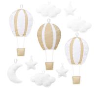 KINMAD 10 PCS Hot Air Balloon Decorations Mini Felt Cloud Wall Decor for Bedroom Star Hot Air Balloon Cloud Moon Baby Nursery Wall Decor for Baby(Khaki)