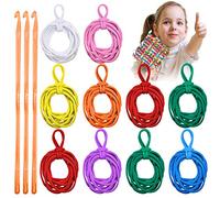 KINMAD 192 Pieces Multicolor Loom Potholder Cotton Loops 7 Inches Elastic Weaving Craft Loom Loops Refill with Crochet Hook for DIY Crafts Supplies, 10 Colors