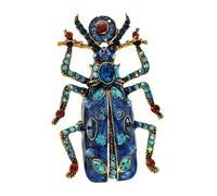 KINMOT Egyptian Vintage AB Accent Blue Enamel Scarab Brooch Beetle Insect Jewelry