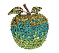 KINMOT Sparkles Large Green Crystal Rhinestone Apple Brooch Pin Juicy Fruit Jewelry