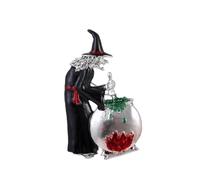 KINMOT Spooky Witch Stirring Cauldron Brooch - Halloween Wardrobe Jewelry with Silver Cauldron & Red-Green Accents
