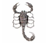 KINMOT Steampunk Silver Tone Dark Gray Crystal Large Scorpion Brooch Pin - Unique Dangerous Insect Jewelry for Men and Women - Statement Accessory for Suits, Blazers, Halloween, and Themed Parties