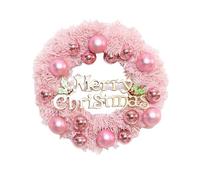 KINMRIS 12inch Door Hanging Pink Wreath Rose Gold Pink Ball Letter Merry Christmas Window Door Garland Window Door Garden Sign Decoration
