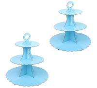 KINMRIS 2 Pack Cupcake Stand 3-Tier Lace Edge Dessert Stand, Cardboard Cake Stand, Birthday Party SUPPLIES TIER 3 Tier (G-Blue)