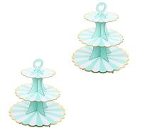 KINMRIS 2 Pack Cupcake Stand 3-Tier Lace Edge Dessert Stand, Green and White Cardboard Cupcake Stand, Birthday Party SUPPLIES TIER 3 Tier