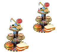 KINMRIS 2 PACK Engineering 2 Pack Cupcake Stand 3-Tier Lace Edge Dessert Stand, Cardboard Cupcake Stand (K-Engineering)