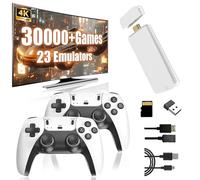 KINMRIS M15 Retro Gaming Console 4k, Portable Video Emulator Games Console with built in 30000+ Classic Games 23 Emulators, Plug and Play Game Stick for TV with 2 x 2.4G Gaming Controllers(64G)