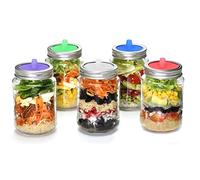 Kinnart Complete Mason Jar Fermentation Kit, 5pcs Silicone Waterless Airlock Lids, Fits Wide Mouth Jars, Easy Clean, BPA Free