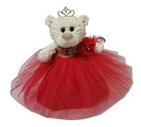 KINNEX COLLECTIONS SINCE 1997 Quince Anos Teddy Bear with Dress Embroidery Mis 15 Anos (Centerpiece) ~ B09631-14G (Red/G) 12"