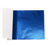 KINNO 100 Sheets Imitation Gold Foil Sheets - Blue Gold Leaf Sheets for Arts Decoration, Sculpture, Gilding, Nails, Handcrafts, Picture Frames, Paintings, Furniture, Wall, 3.15 by 3.35 Inches