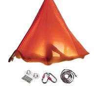 KINO Aerial Anti-gravity Yoga Sling Hammock Kit Flying Air Yoga Silk Swing Set for Indoor and Outdoor, Include Carabiner,Daisy Chain,Ceiling Anchors (orange)