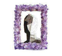 KINO Natural Amethyst Cluster Photo Frame Decorative Crystal Quartz Stone Healing Tabletop Wedding Picture Frame Reiki Chakra Home Decor (6'' Square)