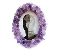 Kino Natural Amethyst Cluster Photo Frame Decorative Crystal Quartz Stone Healing Tabletop Wedding Picture Frame Reiki Chakra Home Decor (5 x 7 Oval)