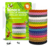 kinoco DEET-Free Natural Mosquito Repellent Bracelets 15 Pack - 300-Hour Protection Wristbands for Adults, Kids | Outdoor, Travel, Camping | Long-Lasting Insect Repellent