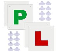 Kinoco L Plates + P Plates | magnetic | PVC, Night reflective material,16 suction cups, repeatable, easy to install, waterproof(4 Pack)