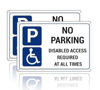 kinoco No Parking Signs Outdoor No Parking Disabled Access Required Sign, PVC Rigid Plastic, 300 x 200 x 5mm, Pre-Drilled Holes,2PCS