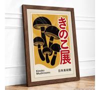 Kinoko Exhibition Poster Vintage Framed Wall Art Print A2 (59.4×42cm) Walnut, Wall Decor for Living Room, Bedroom, Office & Home, Ready to Hang, Art Gift