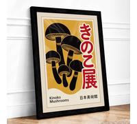 Kinoko Exhibition Poster Vintage Framed Wall Art Print A3 (42×29.7cm) Black, Wall Decor for Living Room, Bedroom, Office & Home, Ready to Hang, Art Gift