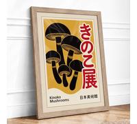 Kinoko Exhibition Poster Vintage Framed Wall Art Print A4 (29.7×21cm) Oak, Wall Decor for Living Room, Bedroom, Office & Home, Ready to Hang, Art Gift