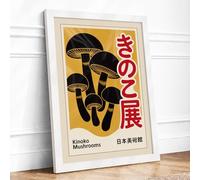 Kinoko Exhibition Poster Vintage Framed Wall Art Print A4 (29.7×21cm) White, Wall Decor for Living Room, Bedroom, Office & Home, Ready to Hang, Art Gift