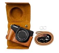 Kinokoo Canon G7X Mark III Case, PU Leather Protective Case for Canon G7XIII/G7X3/G7X2 with Shoulder Strap (Brown)