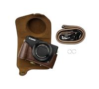 kinokoo Case for Canon PowerShot G7X G7X II G7X III Camera - PU Leather Protective Case Compatible for G7X G7X Mark II Mark III Camera Bag with Shoulder Strap - Coffee