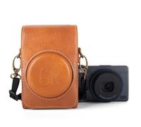 kinokoo Case for Ricoh GR IV, PU Leather Texture Protective Cover for Ricoh GR/GR III/GR IIIX/GR IV Digitals Cameras with Adjustable Shoulder Strap - with Belt Loop on the Bag Back - Brown