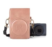 kinokoo Case for Ricoh GR IV, PU Leather Texture Protective Cover for Ricoh GR/GR III/GR IIIX/GR IV Digitals Cameras with Adjustable Shoulder Strap - with Belt Loop on the Bag Back - Pink