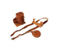 kinokoo PU Leather Case for Fuji X-T2 X-T3 en 18-55mm & 16-50mm Lens, Protective Camera Bag with a Storage Bag and Should Strap (Short, Brown)
