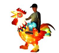 KINQUINN Inflatable Chicken Costume Adult with Lights, Funny Halloween Costume Ride on Rooster Costume for Party Christmas