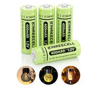 KINREECELL 2/3AAA Solar Battery, 2/3AAA 400 mAh NI-MH Battery with High Capacity, 2/3AAA 1.2 V Battery with Low Self-Discharge for Outdoor Solar Lights (2/3AAA 400 mAh, Pack of 4)