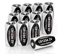 Kinreecell 3V CR123A Lithium Batteries, Low Self-Discharge, Leak-Proof, 10-Year Shelf Life, Long-Lasting for Smoke Detectors, Rangefinders, and Home Security Systems [Non-Rechargeable, 12-Pack]