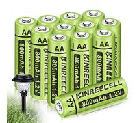 KINREECELL Rechargeable AA Batteries, Ni-MH Double A Solar Batteries High Capacity 1.2V Pre-Charged for Outdoor Solar Lights(AA-800mAh-12pack)