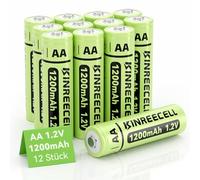 KINREECELL Rechargeable AA Batteries, Ni-MH Double A Solar Batteries with Real Capacity, 1.2V Pre-Charged for Solar Lights, Fairy Lights, Solar Path Lights (AA-1200mAh, 12 Pack)