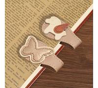 Kinretixia 2 Pieces Vintage Magnetic Leather Bookmark, Leather Magnetic Bookmark for Women, Magnetic PU Bookmark, Clip Book Accessory, Pony and Butterfly