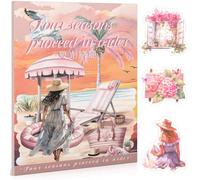 Kinretixia 20 sheets pre-cut scrapbook sticker book, summer motif stickers for junk journal supplies, scrapbooking, bullet journals, planners, card making