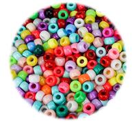 Kinretixia 200 pieces pony beads, 9 mm, Kandi beads for bracelets, hair beads for braids, colourful plastic beads, large quantities, acrylic, various beads for handicrafts