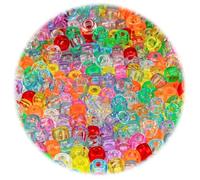 Kinretixia 200 transparent pony beads, plastic beads in, crystal beads in bulk pack, candy beads, refill beads for crafting