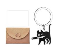 Kinretixia Funny key ring with black cat, cute key ring for cat lovers, key ring for couples, cat decor