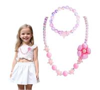 Kinretixia Girls Jewellery Set With A Stylish Necklace And Bracelet, Colourful Beads And Cute Embellishments For Little Princesses, Ideal For Birthday Parties